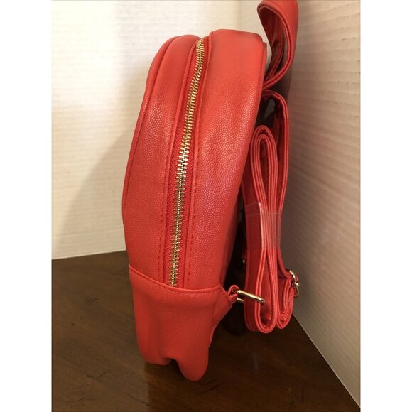 Christian Lacroix Backpack Red Pine Caviar Faux Leather 9” x 10” x 4” - Picture 2 of 7